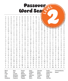 Passover word search level 2 - intermediate Hebrew learning puzzle for children
