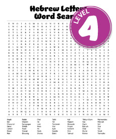 Expert Hebrew letters word search puzzle - advanced printable PDF brain teaser